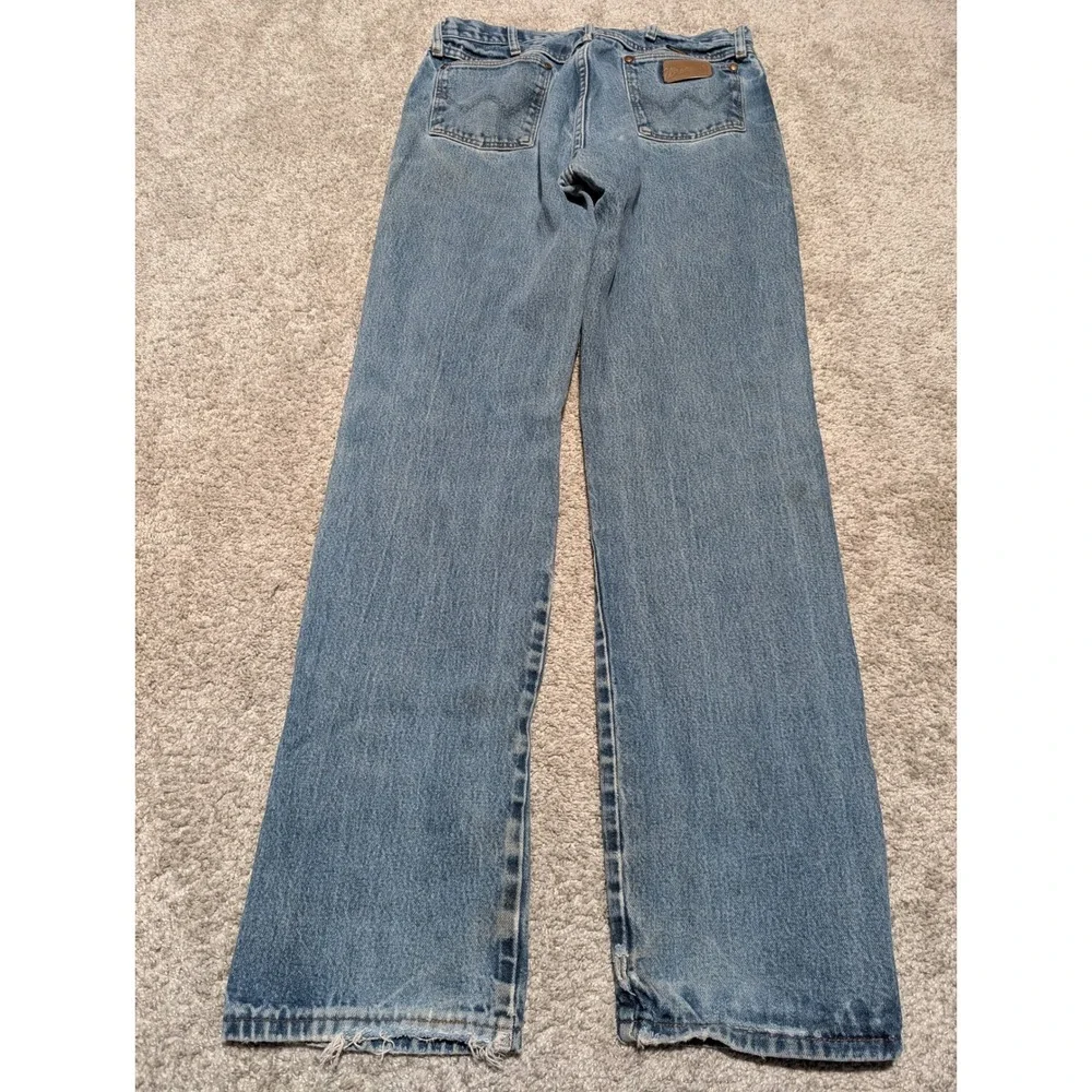 Wrangler Jeans Mens‎ 34x36 Blue Cowboy Cut Straight Leg Distressed Western